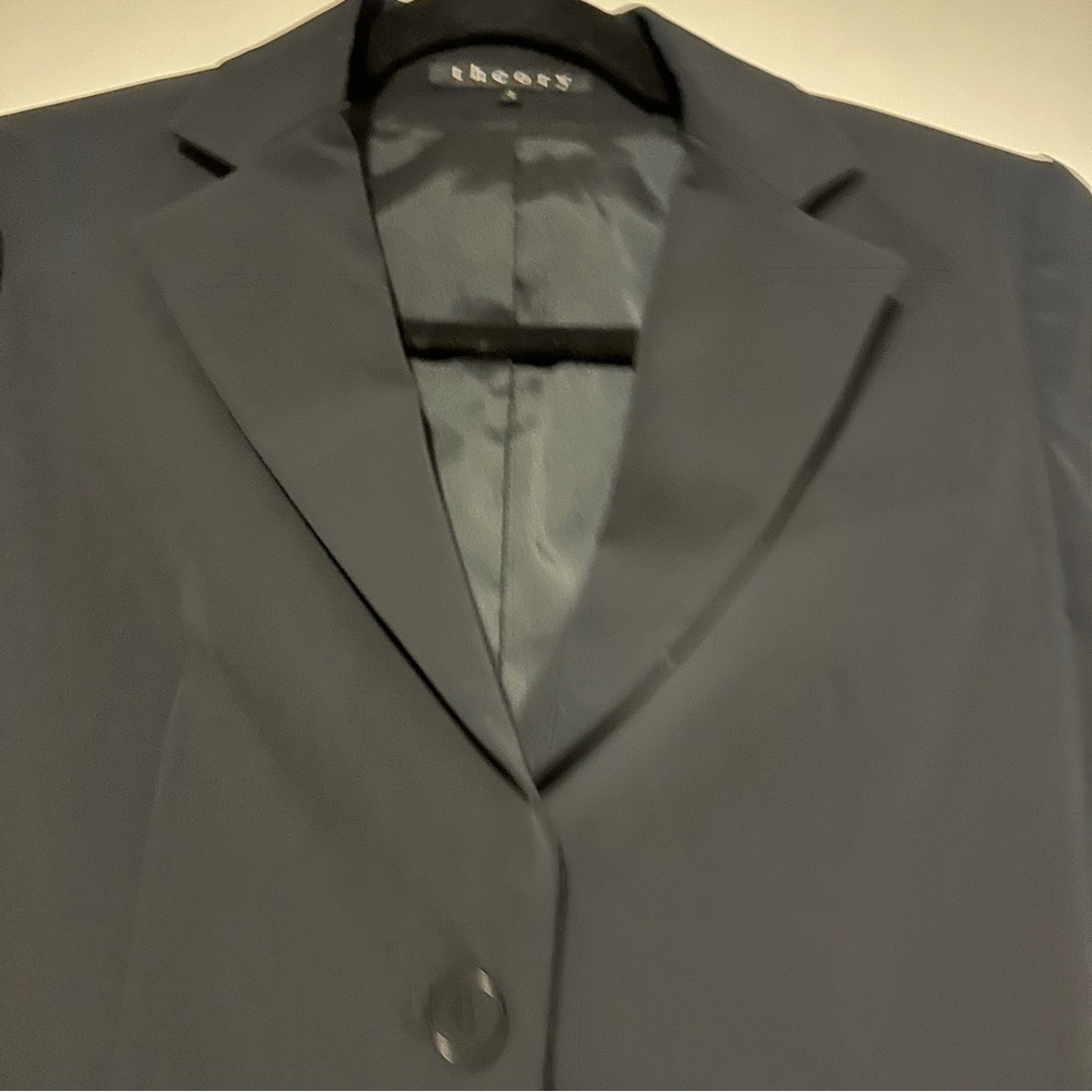 Theory Black Two Button Polyester Blend Blazer Si… - image 3